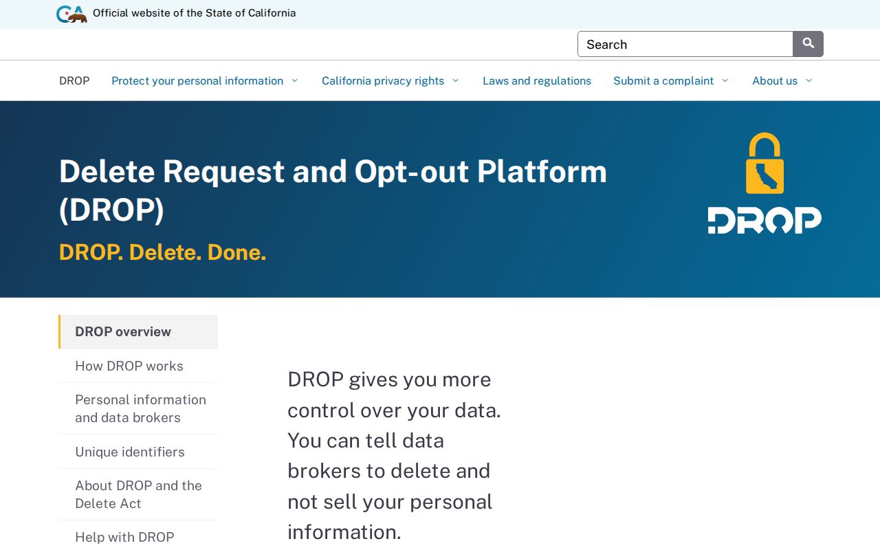Lompoc residents directory privacy reference to California DROP requests