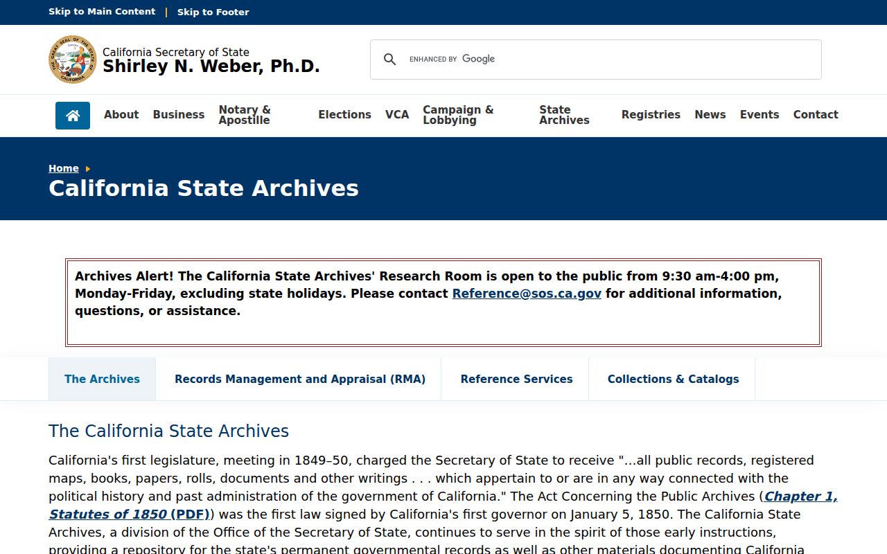 Lompoc residents directory reference to California State Archives records