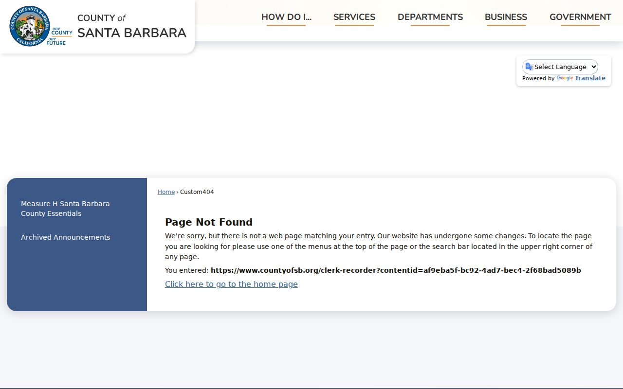 Lompoc residents directory view of Santa Barbara County Clerk-Recorder records
