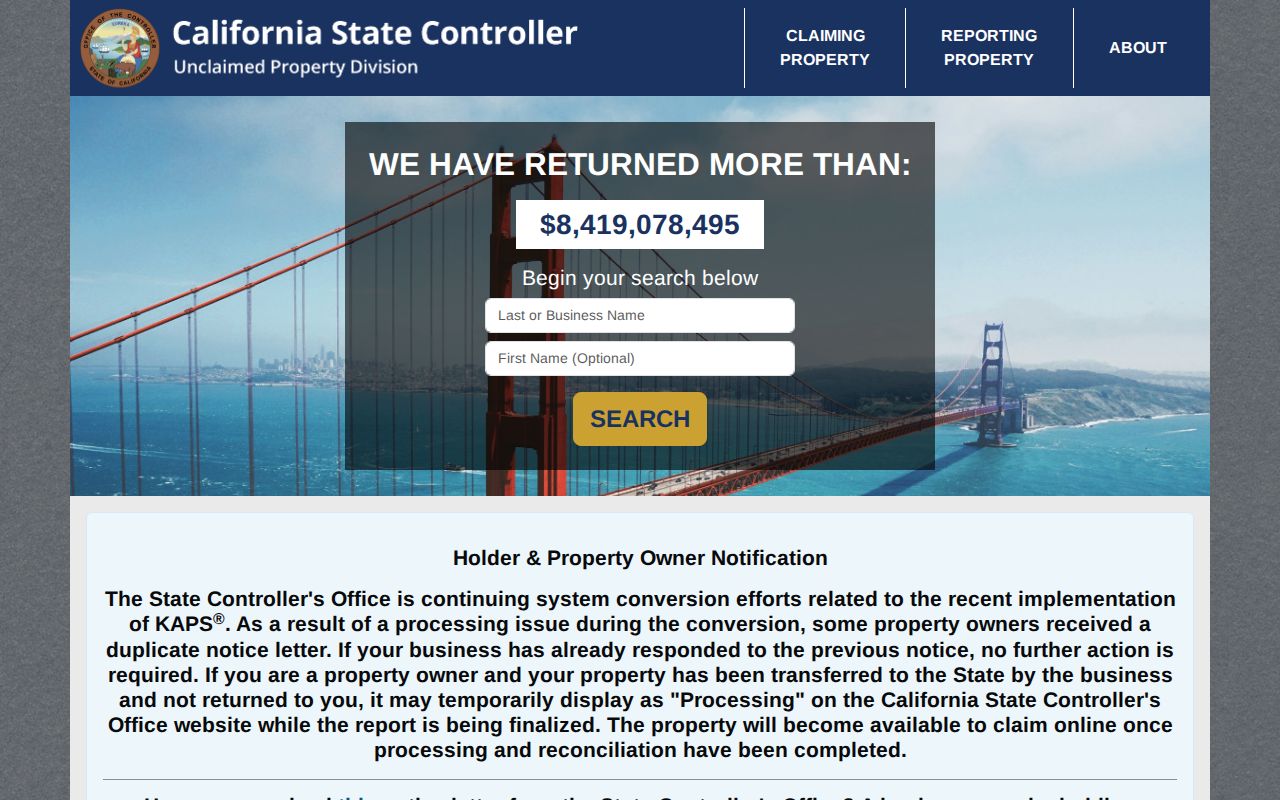 Lompoc resident lookup reference to California unclaimed property search