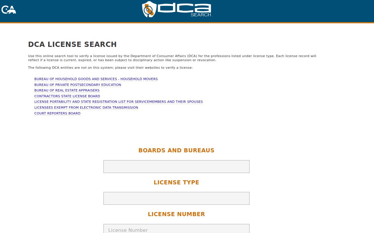 Lompoc resident lookup reference to California professional license search