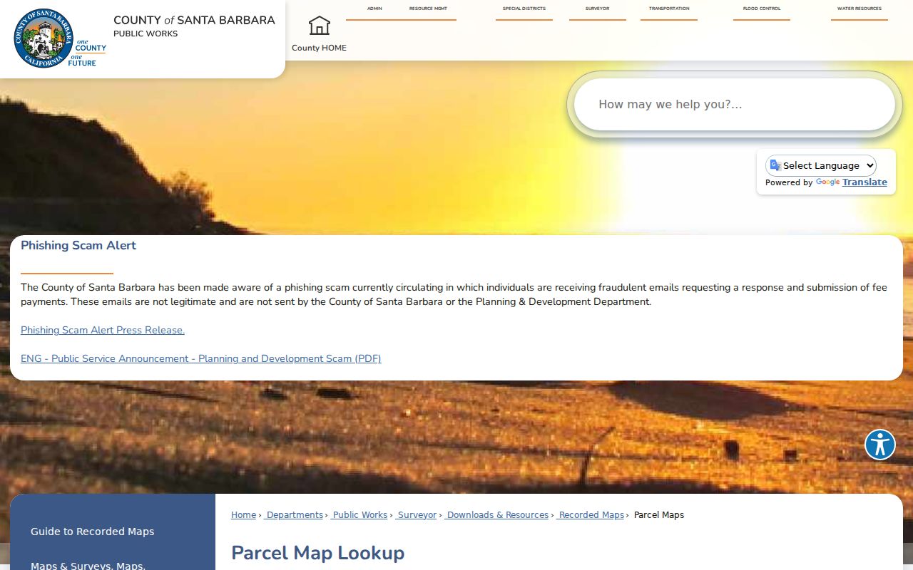 Lompoc street directory parcel map reference for Santa Barbara County